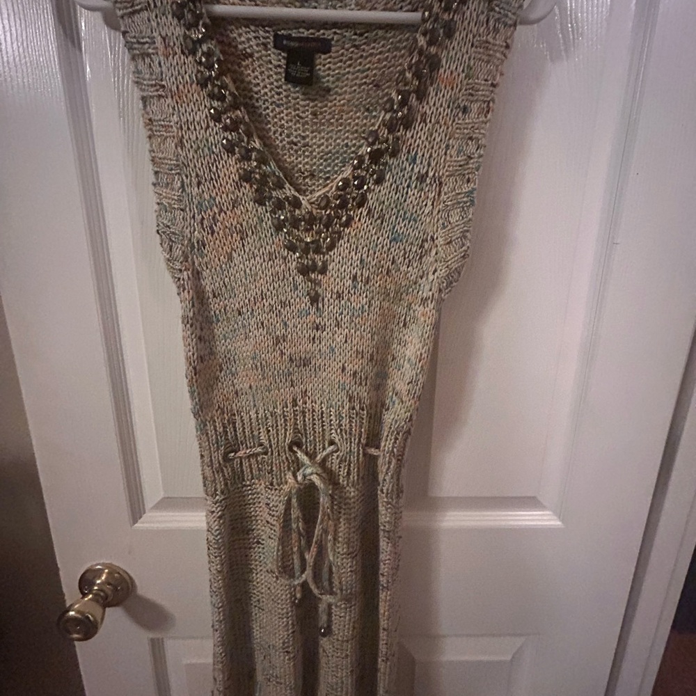 BCBGMaxAzria Multicolor Knit Maxi Dress with Chain Accent